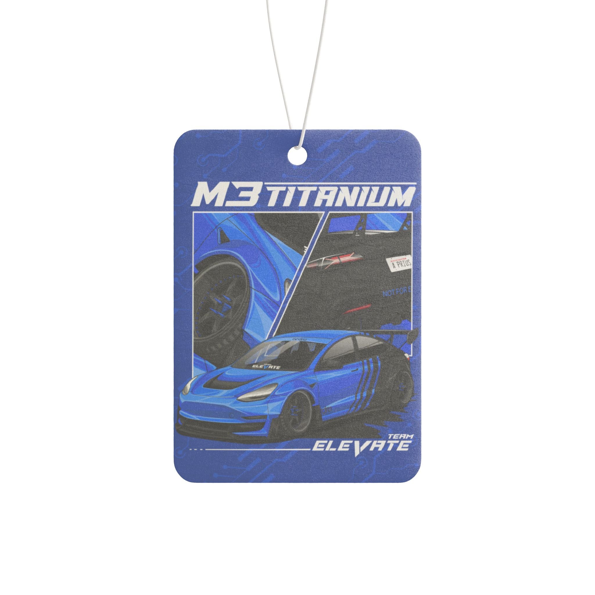 Sports Car Air Freshener – Blue M3 Titanium Design, 'ELEVATE' Scented Car Ornament