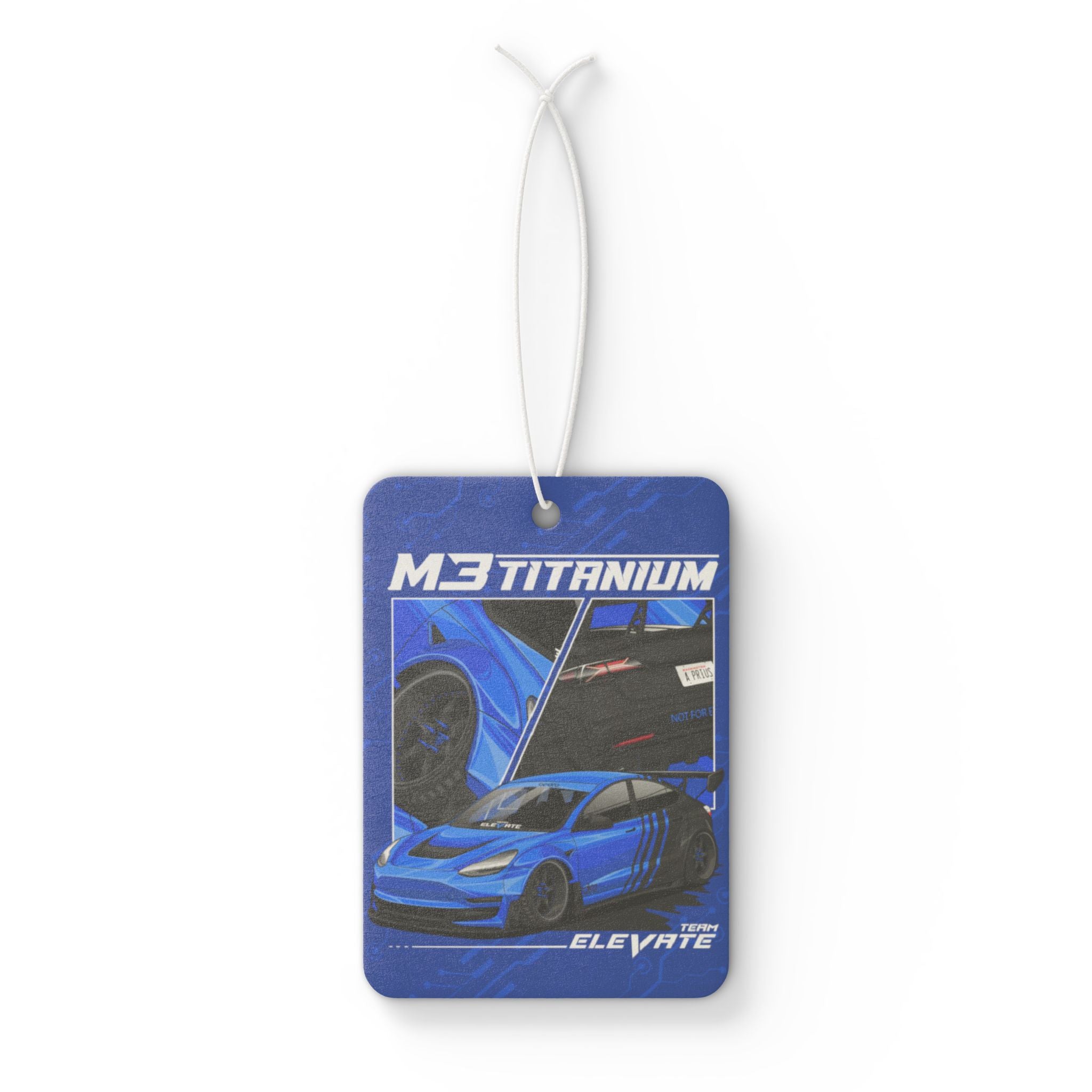 Sports Car Air Freshener – Blue M3 Titanium Design, 'ELEVATE' Scented Car Ornament