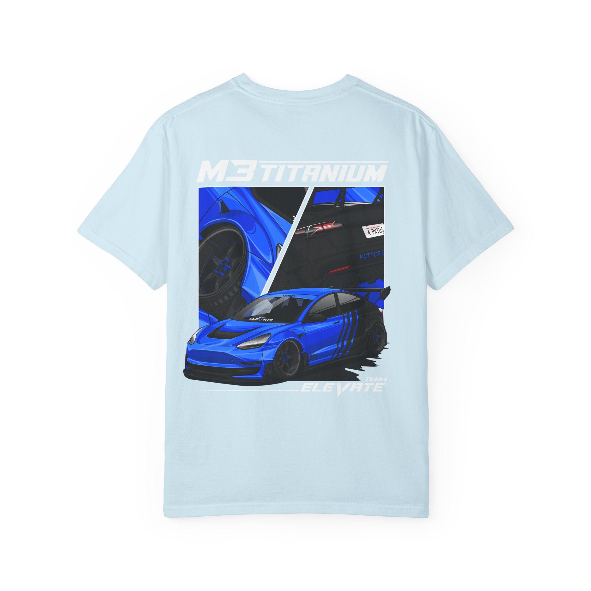 M3 Titanium Sports Tee — 'Elevate' Blue Racing Car Graphic T-Shirt