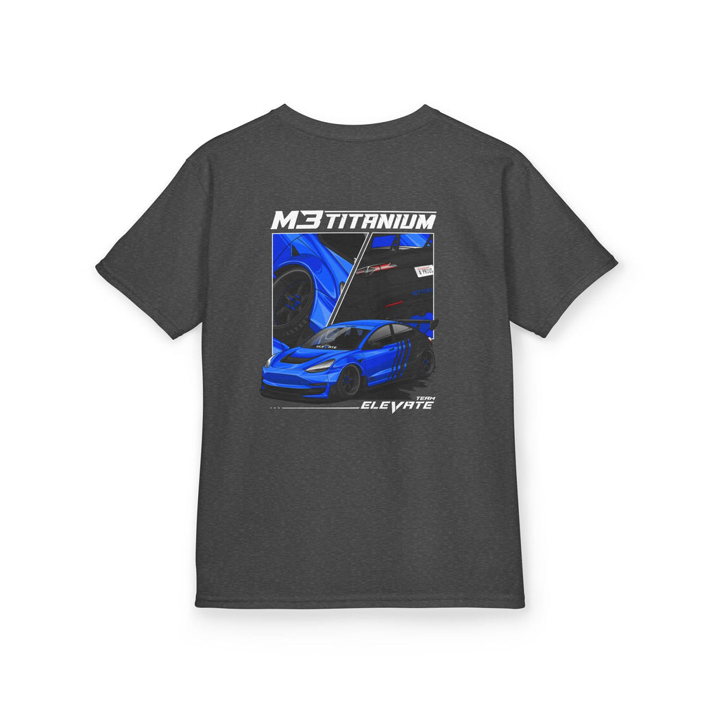 Kids Tee – Blue Sports Car Graphic Back Print, Racing Fan Shirt