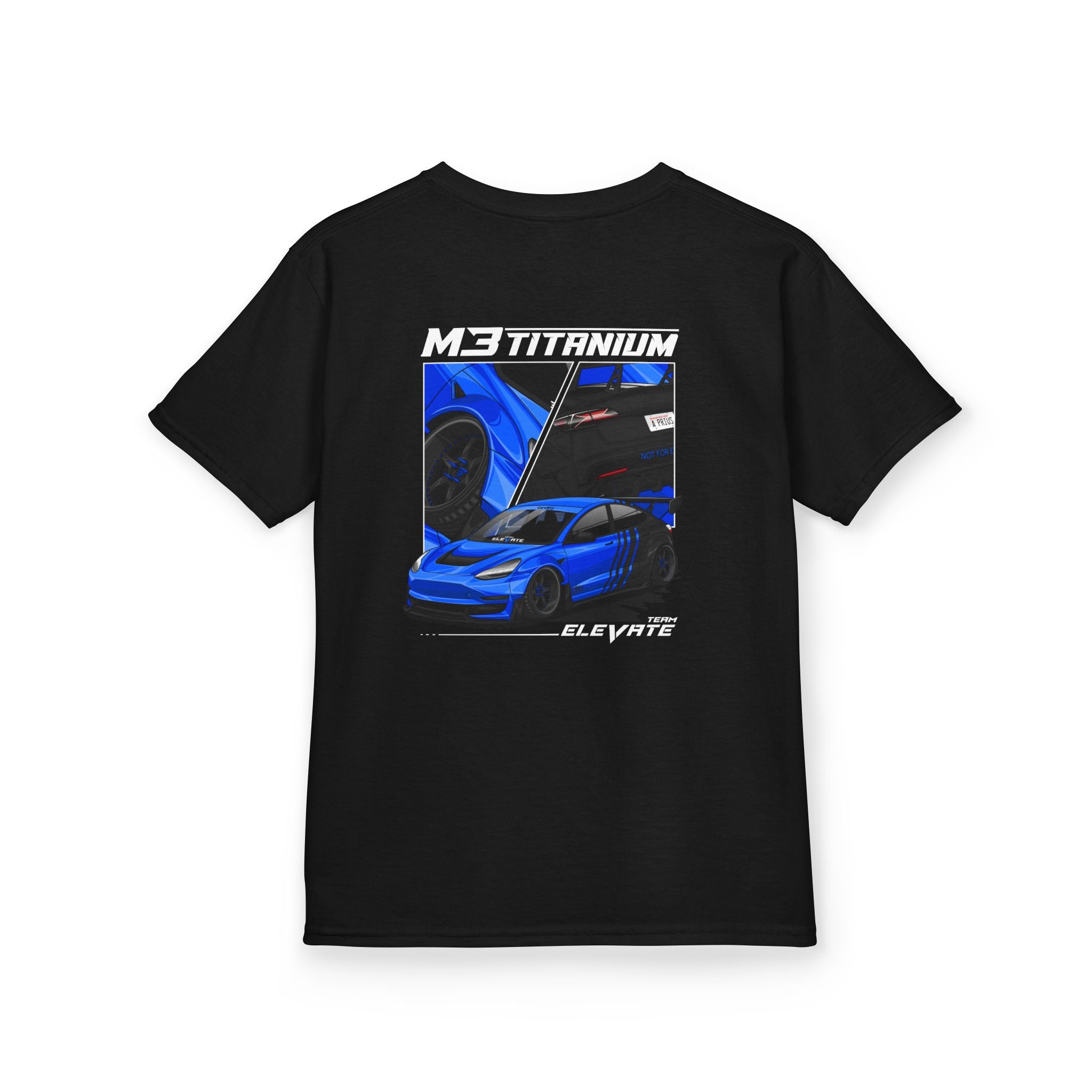 Kids Tee – Blue Sports Car Graphic Back Print, Racing Fan Shirt