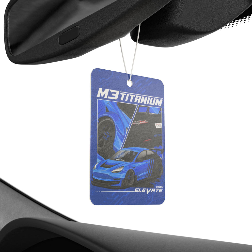Sports Car Air Freshener – Blue M3 Titanium Design, 'ELEVATE' Scented Car Ornament